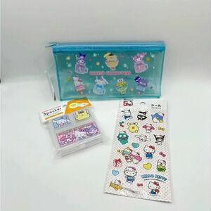 Sanrio Characters Zipper Bag +‎ Case + Sticker Sheet NEW SET